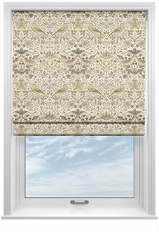 William Morris At Home Strawberry Thief, Ochre - Roman Blind